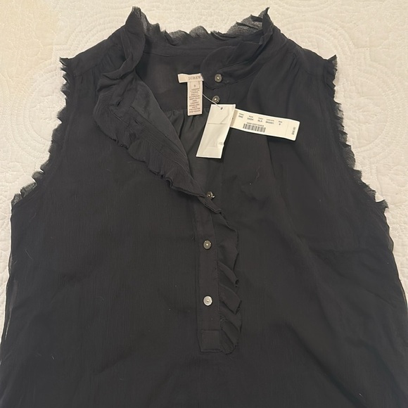 NWT J.CREW ‘Natasha Silk Ruffle Sleeveless Blouse’ 100% Silk Top Size 8 - Picture 7 of 13